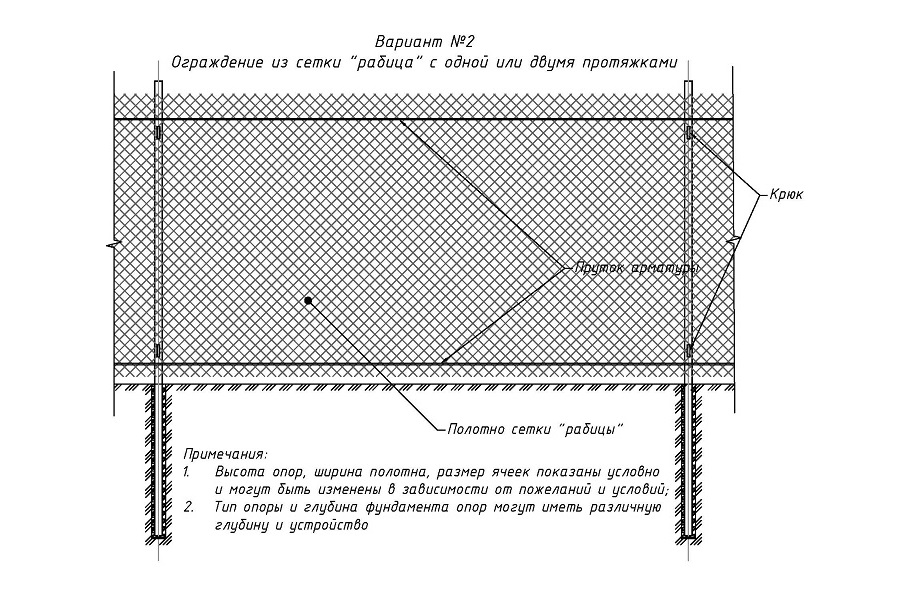 ограждение из сетки рабица с одной или двумя протяжками ограждение из сетки рабица с одной или двумя протяжками